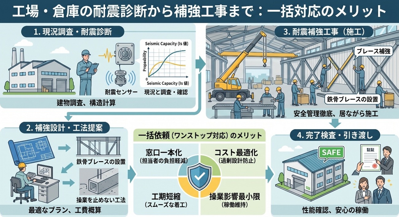Q. 耐震診断から補強工事まで一括で依頼できますか？